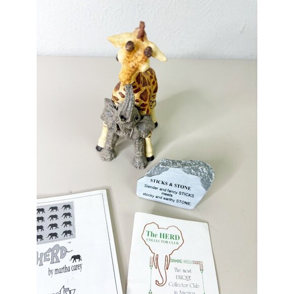 The Herd "Sticks and Stones" Giraffe & Elephant Martha Carey- No Orig Box-EUC - Picture 2 of 7